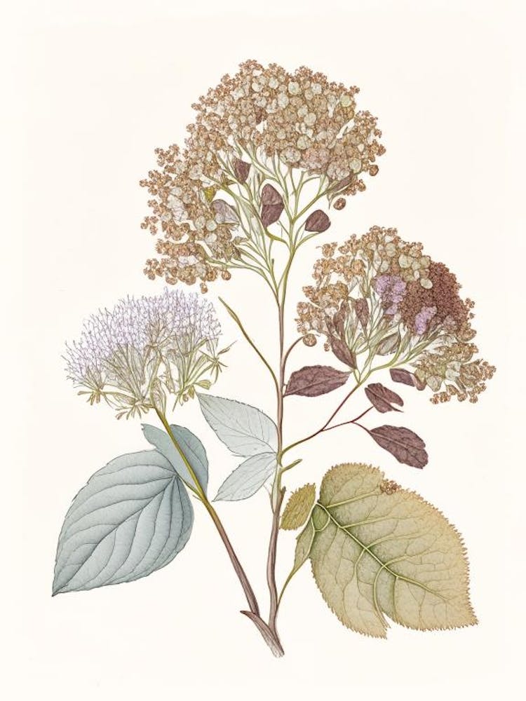 Racine d'hortensia Épices et herbes Illustration au crayon 2