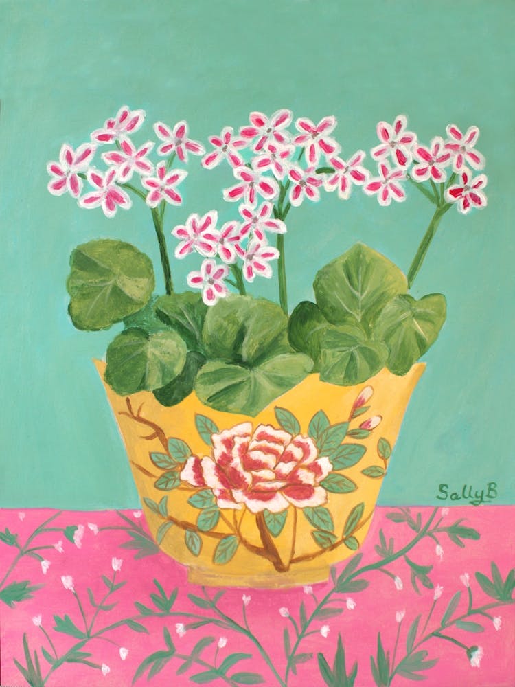 Geranium In Chinoiserie Cup