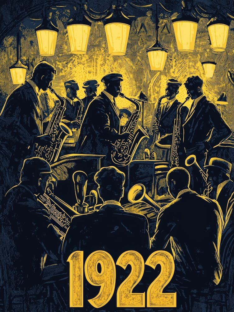 Aihrgdesign Ein Vintage-Kunstposter, das das Jazz-Zeitalter feiert in 3