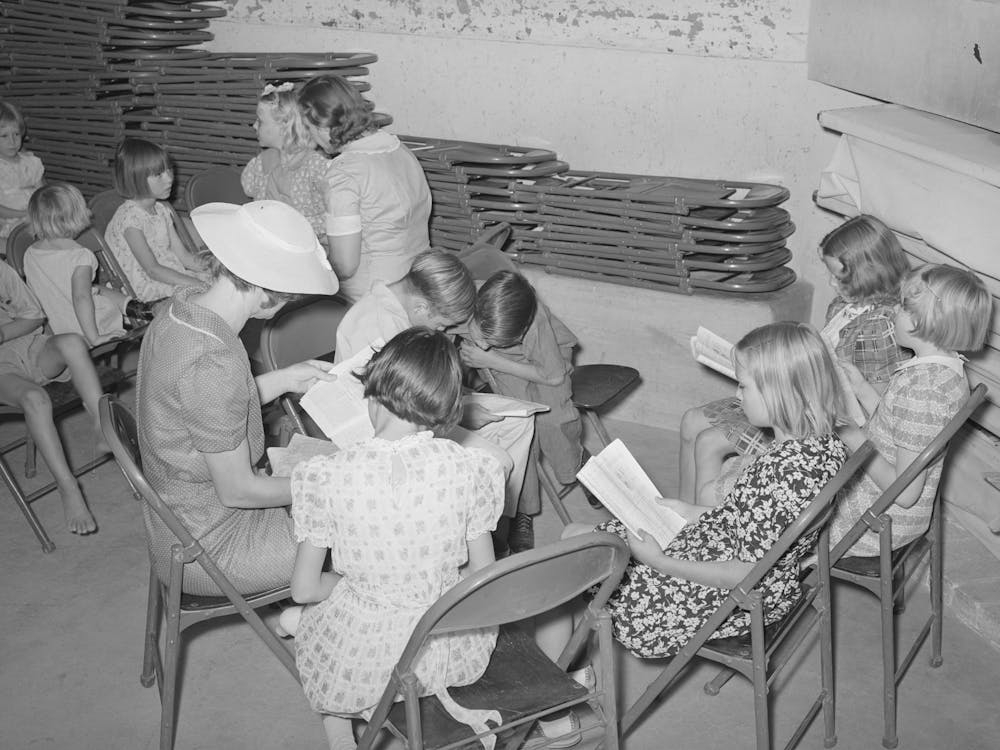 Sunday School At The Community House Of The Casa Grande Valley Farms, Pinal County, Arizona By Russell Lee