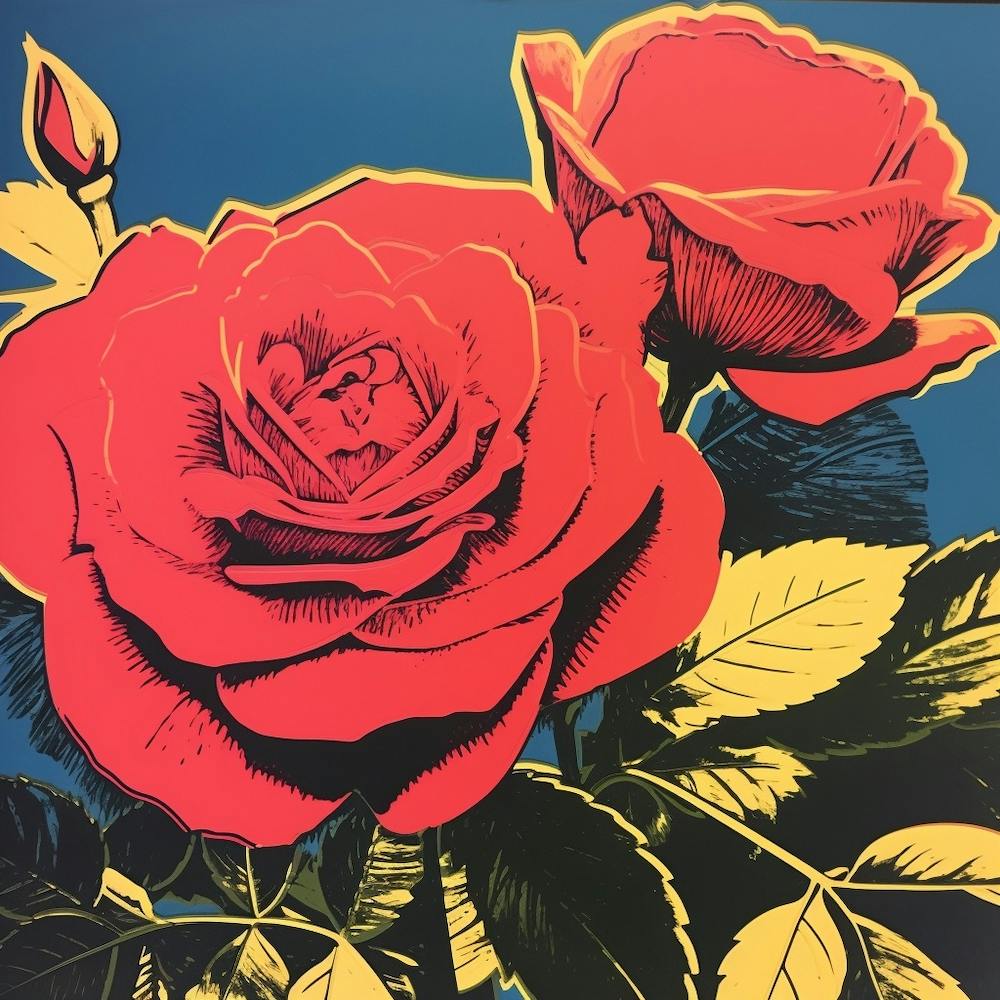 Rose 2 Pop Art Illustration Square