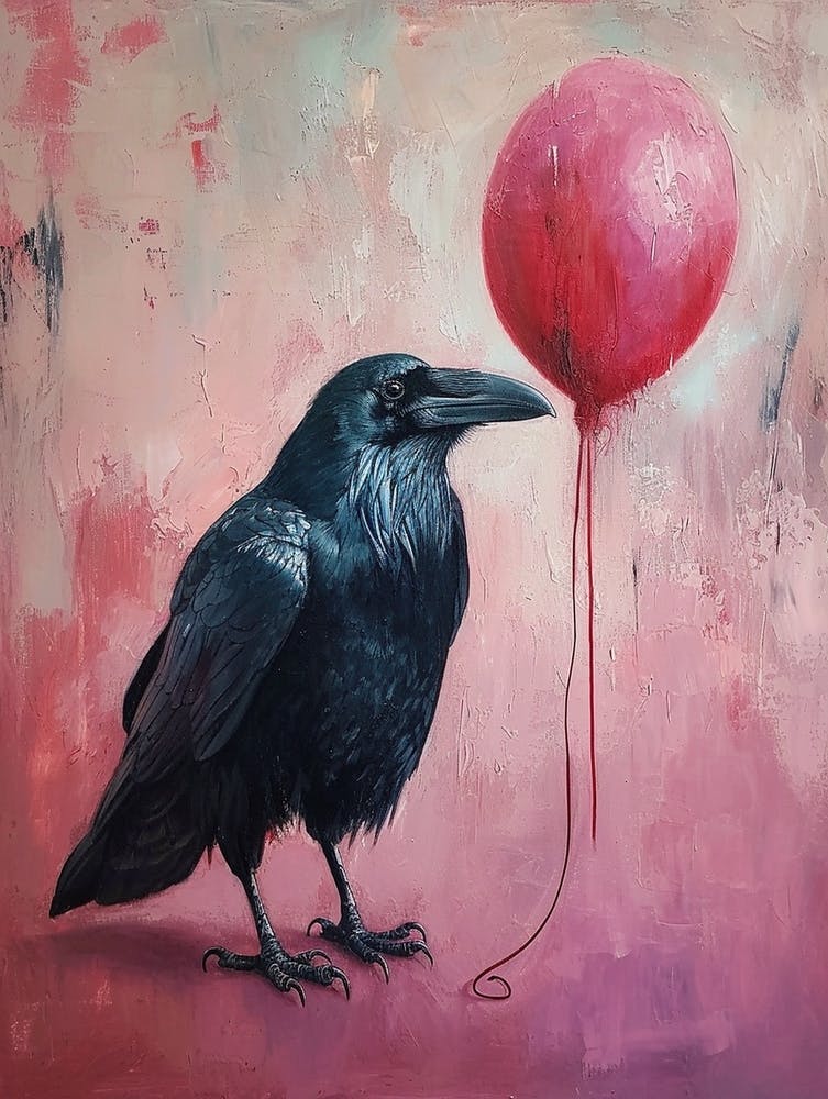Cute Raven With Balloon