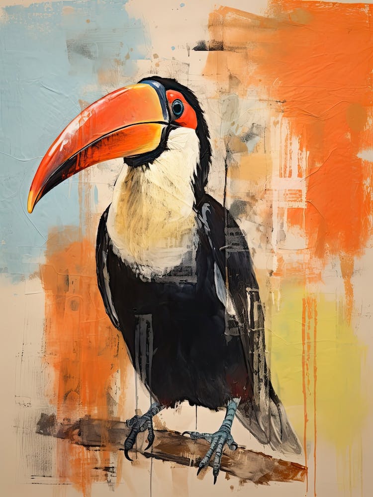 Toucan, Dessin d'Animal sur Bois Gravé 4