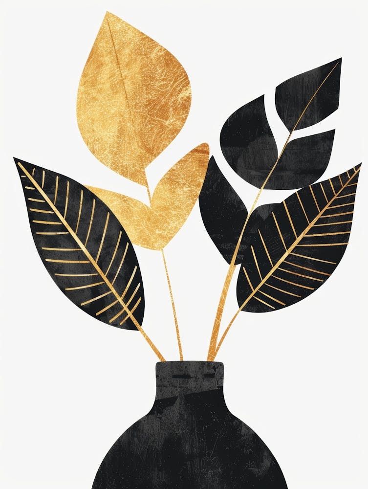 Gold Leaves In A Vase 1