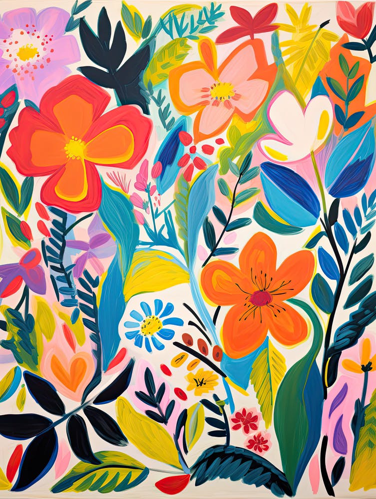Floral Fantasy; Matisse Style Radiant Whimsy