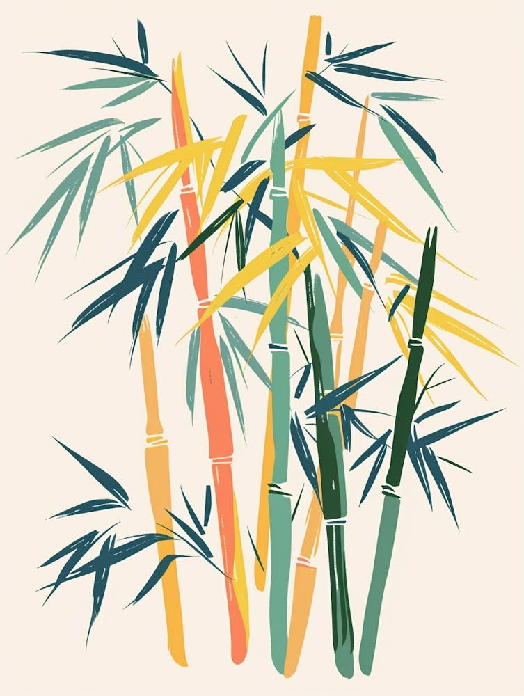 Bambuspflanze Minimalistische Illustration 1