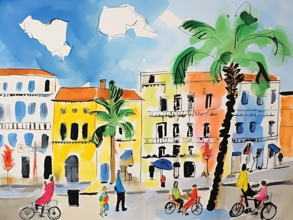 Palermo Italy Cute Watercolour Illustration 4