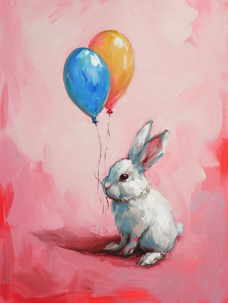 Cute Rabbit 9 With Balloon