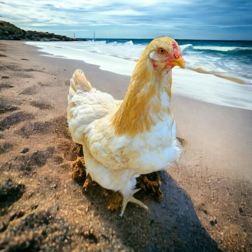 Chicken feather sun bathing