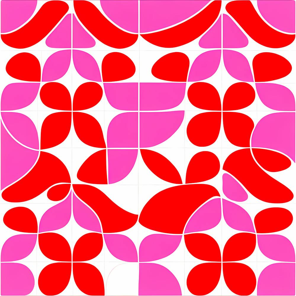 Pink and red flower tile, pattern art