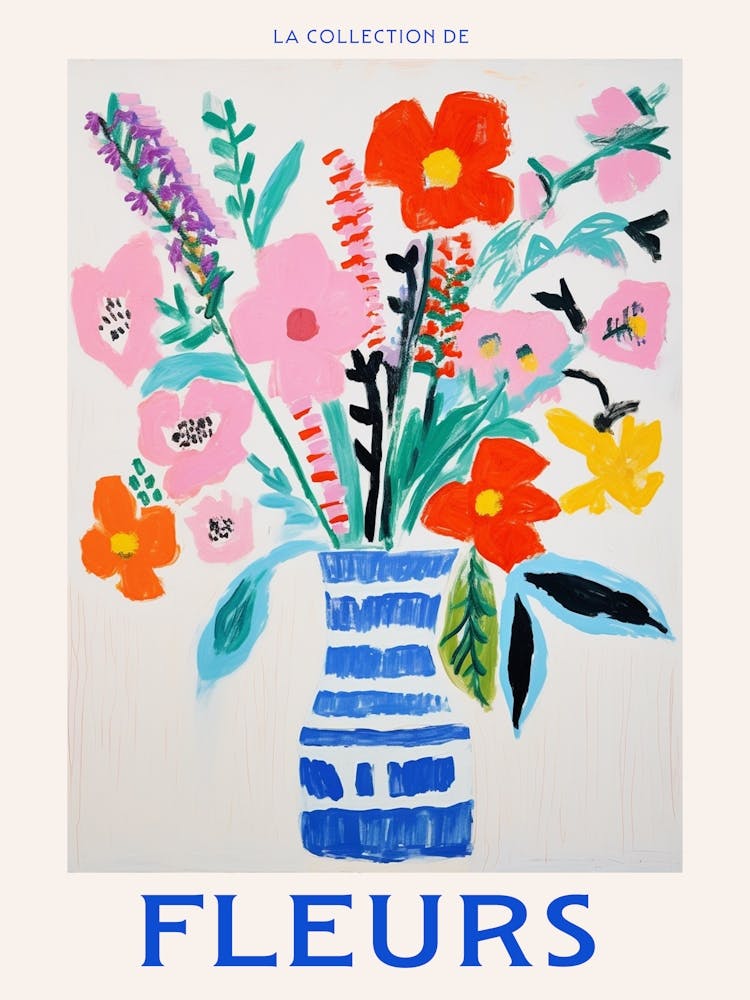 French Flower Poster Hollyhock