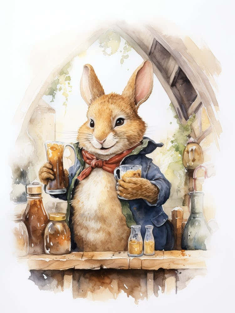 Bunny Kitchen Rabbit Prints Watercolour 2