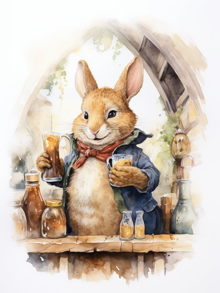 Bunny Kitchen Rabbit Prints Watercolour 2 Art Print by Tiny Wonders ...