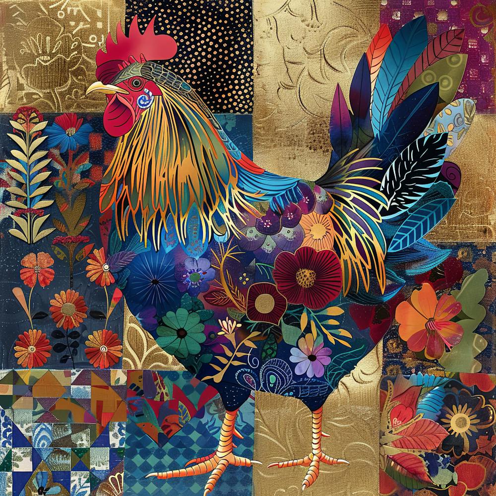 Patchwork Quilted Leghorn Chicken 2