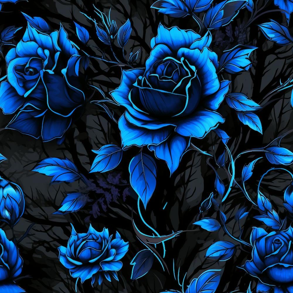 Vivid Blue Roses - Gothic