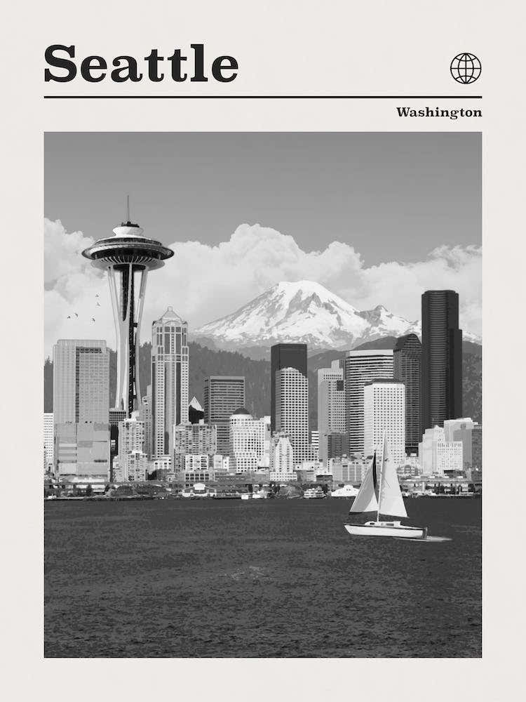 Seattle Washington Black And White