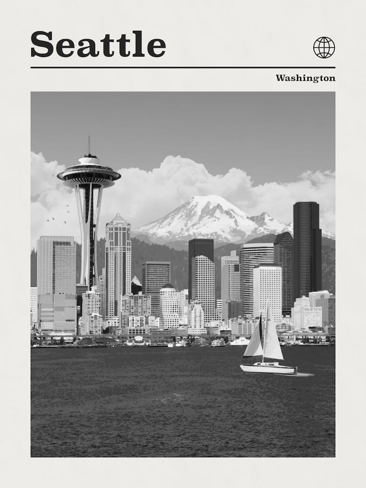 Seattle Washington Black And White