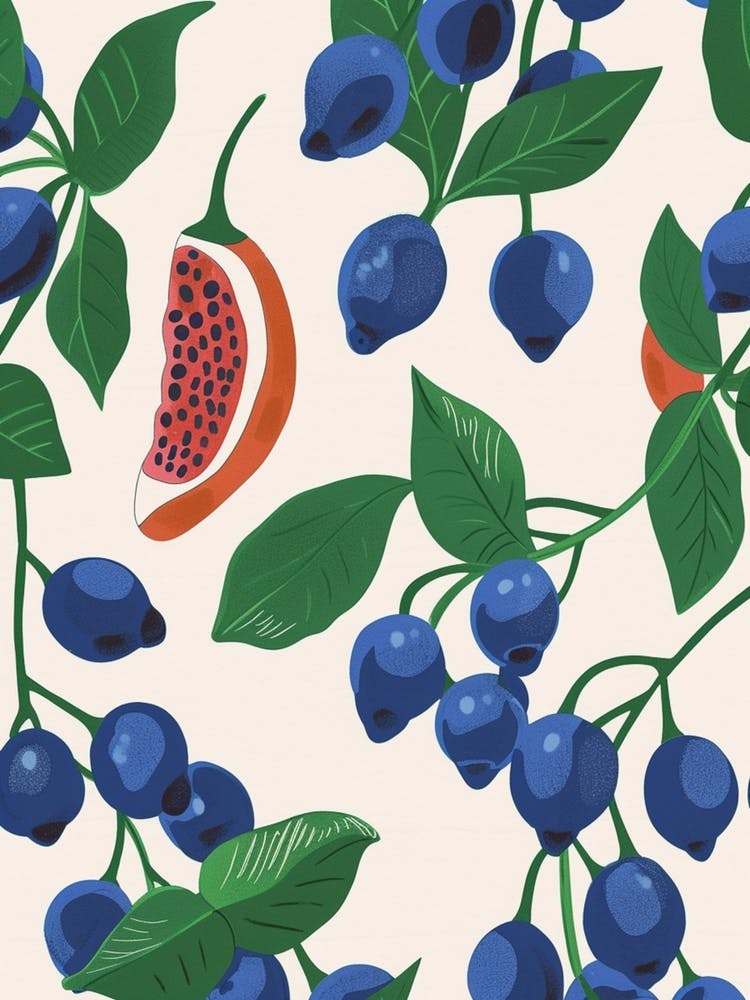 Blueberry & Fig Slice Pattern Illustration