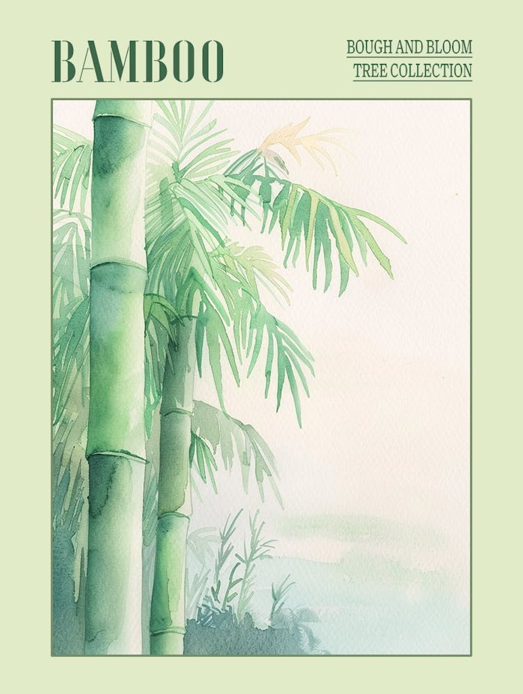 Bamboo Tree Atmospheric Watercolour Painting 6 Poster