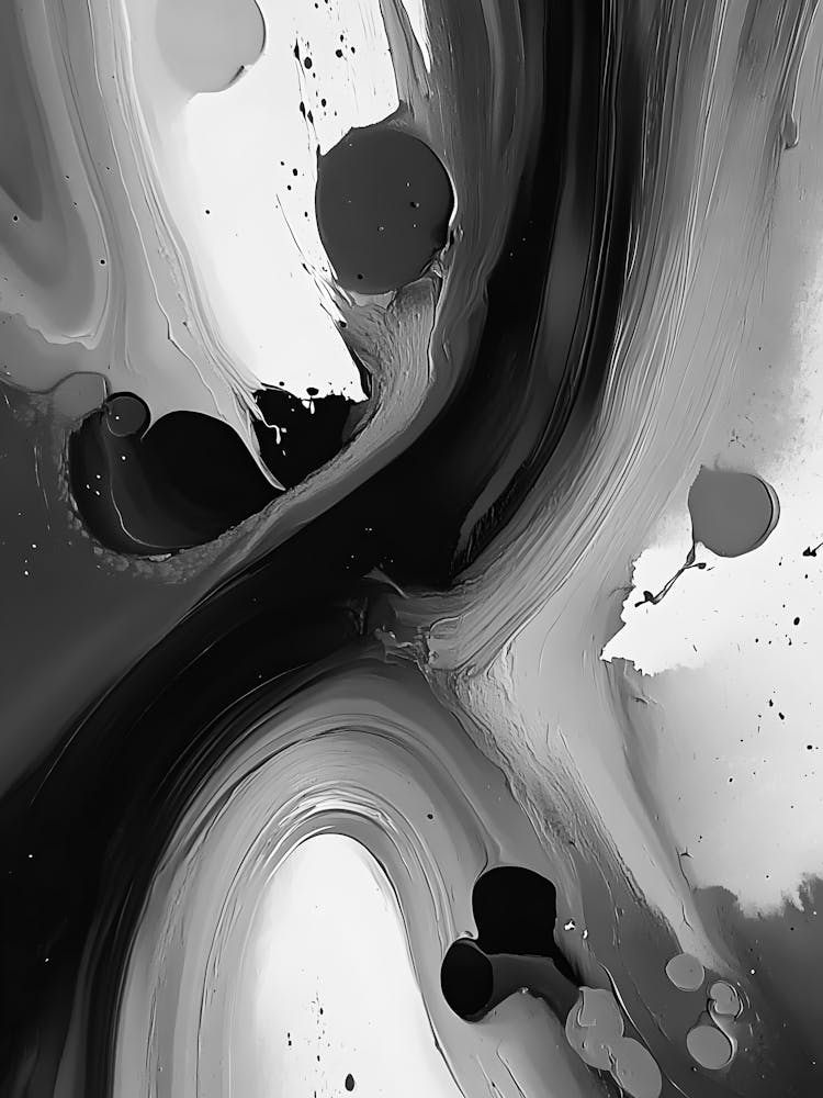 Abstract Black And White Painting 22