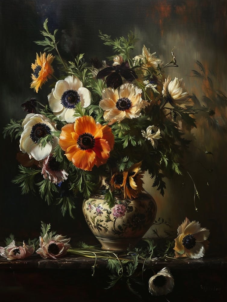 Baroque Floral Still Life Anemone 4