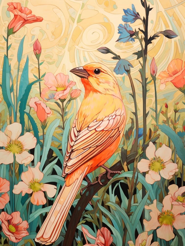 American Goldfinch 4 Detailed Bird Painting