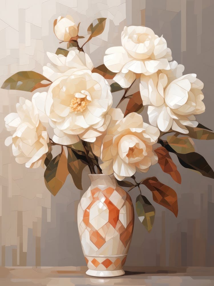 Camellia Flower Still Life Painting 2 Dreamy
