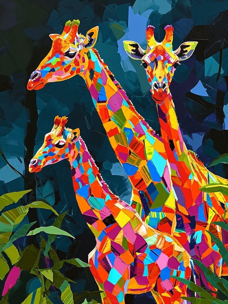 Geometric Giraffe In The Leaves 3