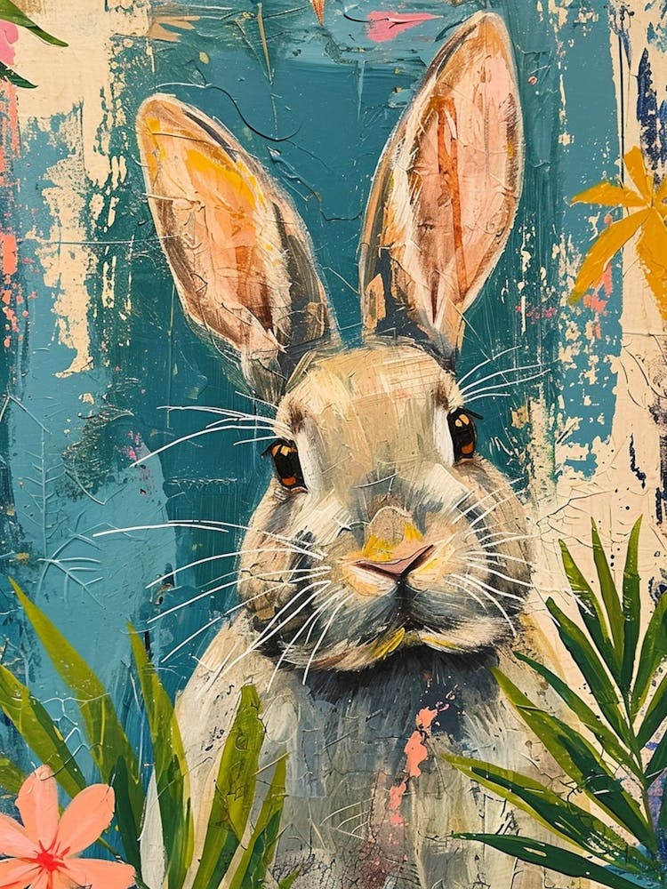 Kitsch Rabbit Brushstrokes 1