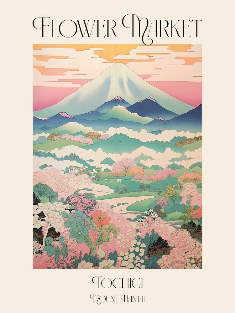 Flower Market Mount Nantai In Tochigi, Japanese Landscape 1 Poster