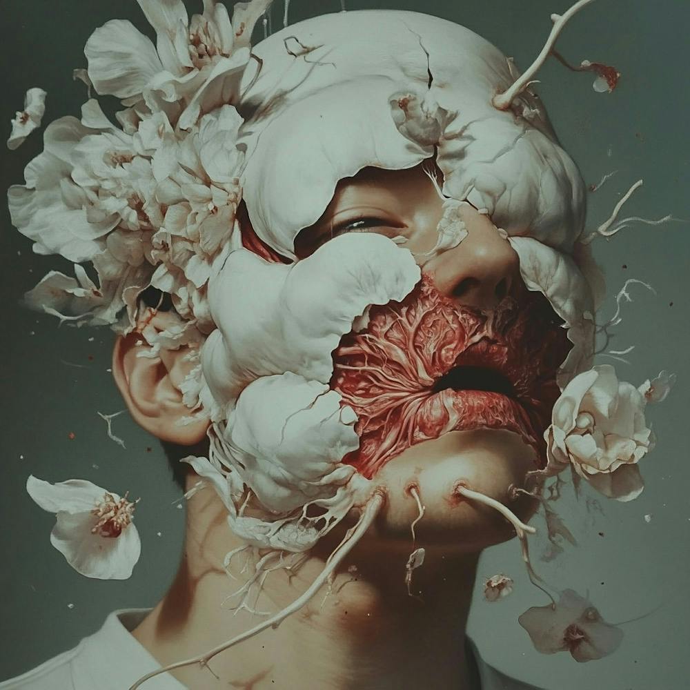 Man With Flowers On His Face