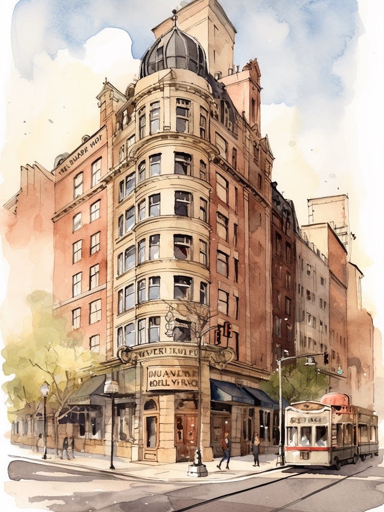 New York City Neighborhood, Watercolour 4