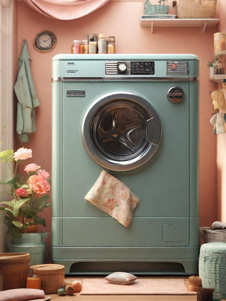 Washing Machine In A Pink Room