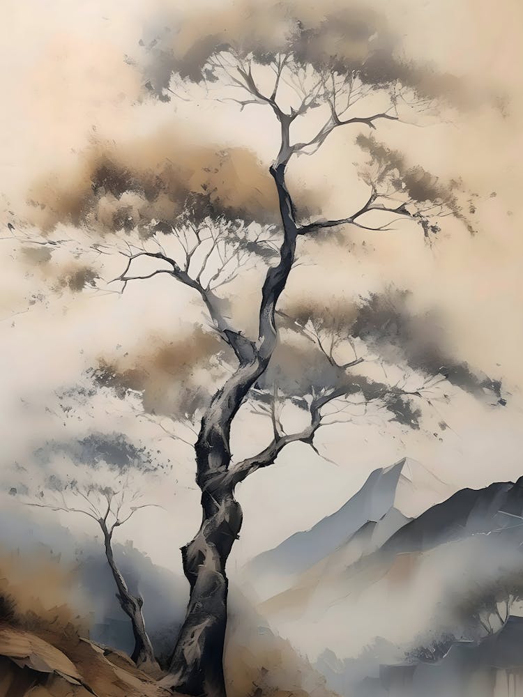 Japan, Tree Minimal Japandi Illustration Poster 2