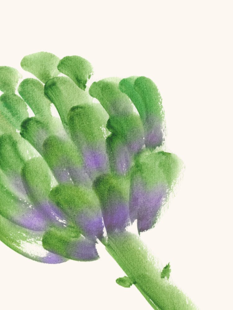 Artichaut Grand Légume Peinture Aquarelle Cuisine Minimaliste Impression