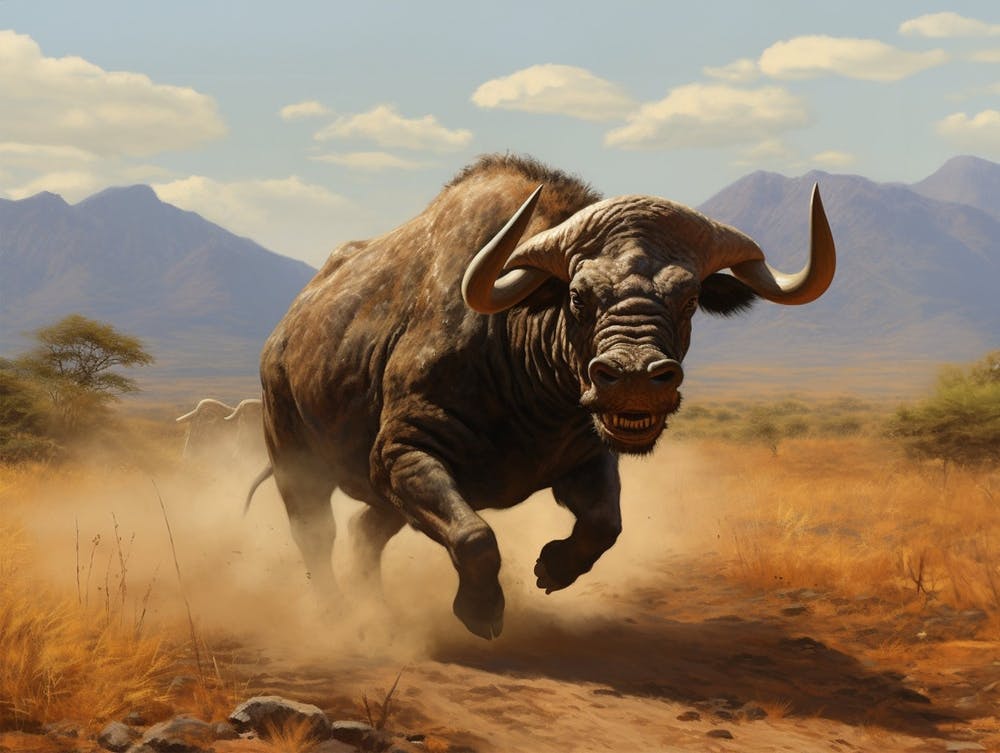 African Buffalo Charging Realism 1