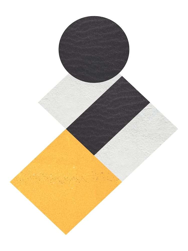 Yellow Grey and Black Rectangles with Circle Abstract
