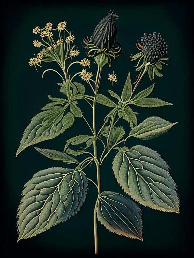 Black Snakeroot Wildflower Vintage Botanical
