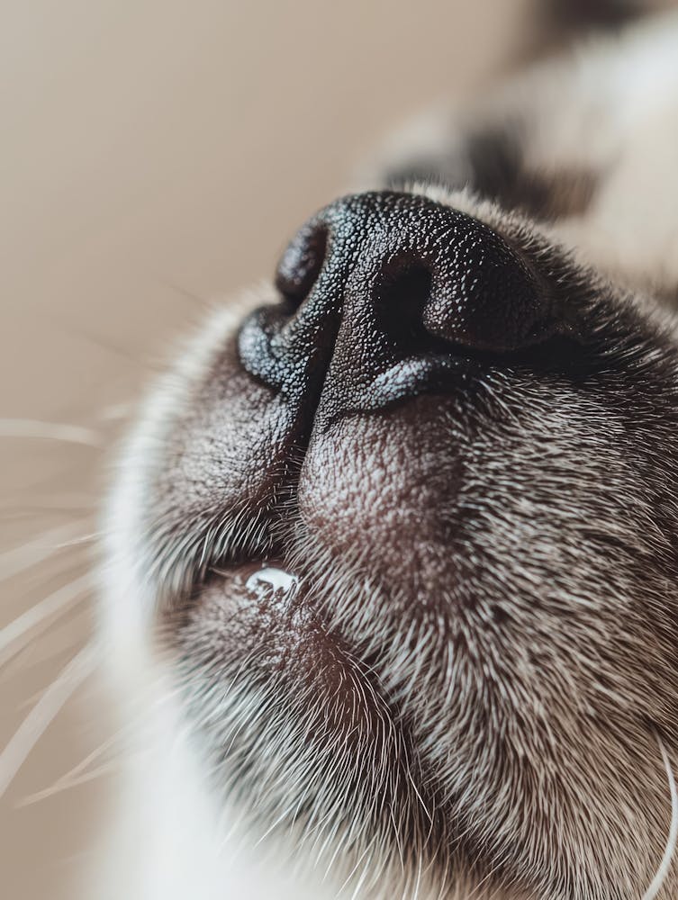 Nahaufnahme einer Katzennase. KI-generiert.
