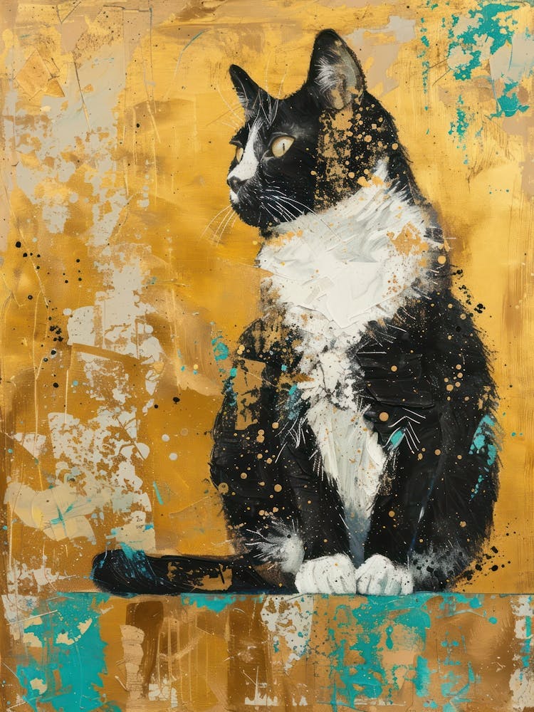 British Shorthair Cat Gold Effect Collage 4