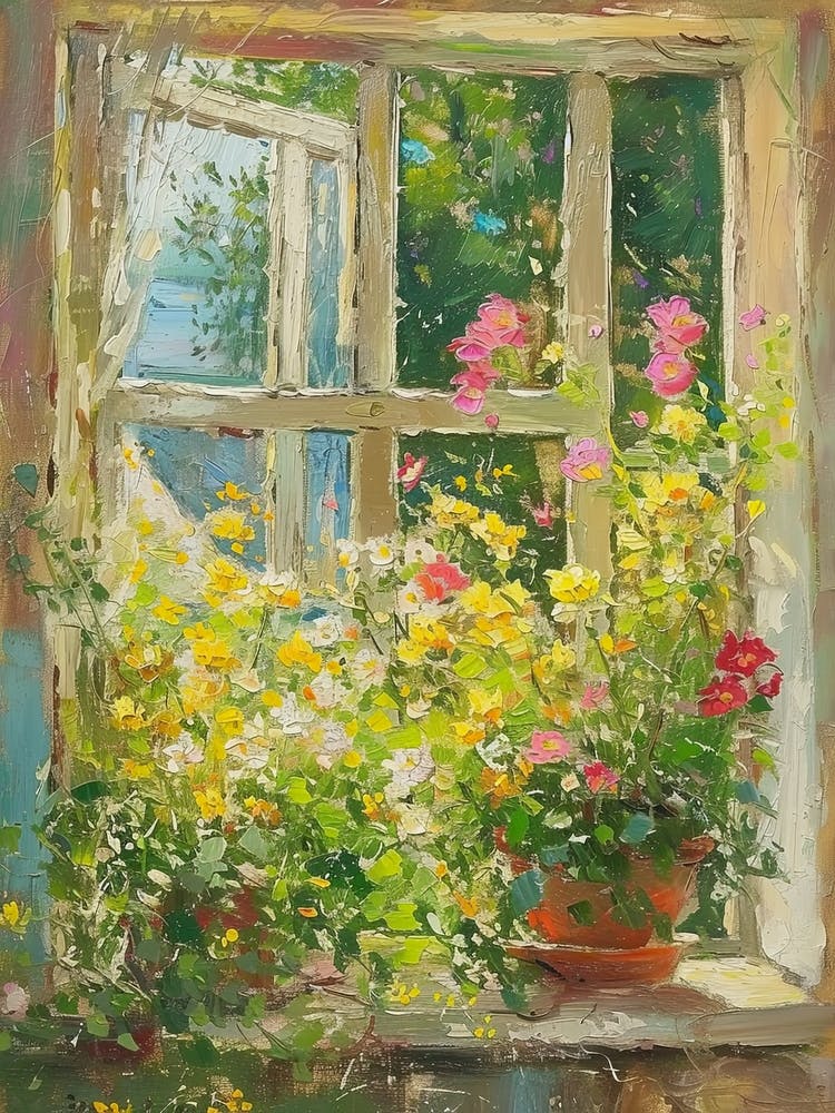 Freesia Flowers On A Cottage Window 1
