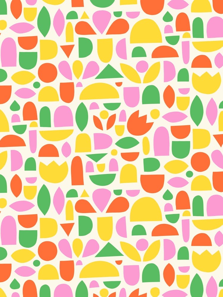 Colorful Happy Collage Abstract Retro Shapes