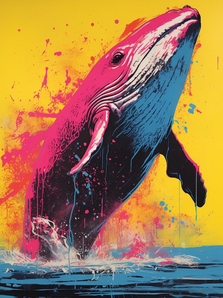 Whale Diving Out Of Water Pop Art 2