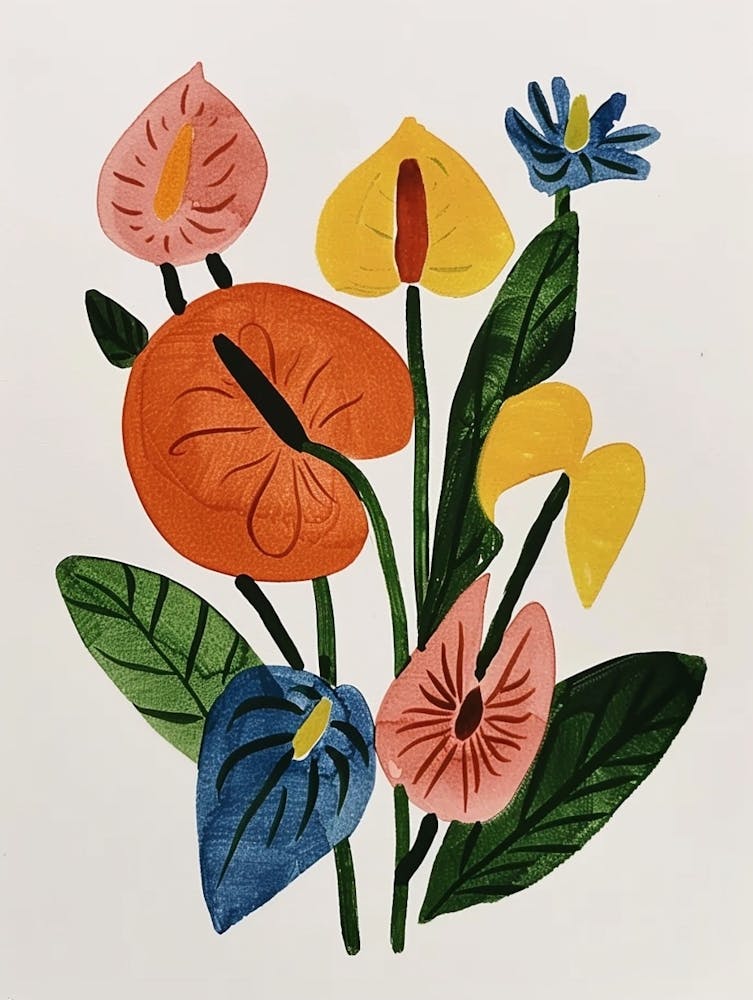 Painted Florals Flamingo Flower 3