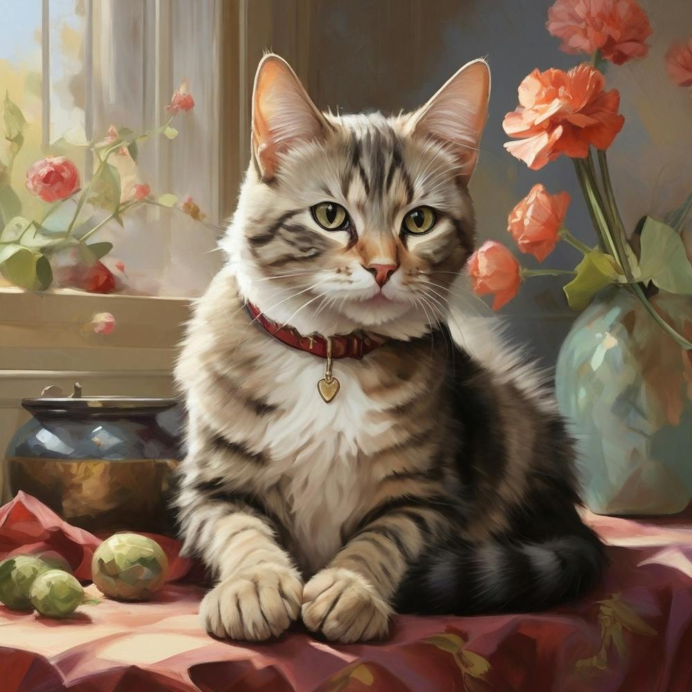 Domestic Shorthair Cat By The Window