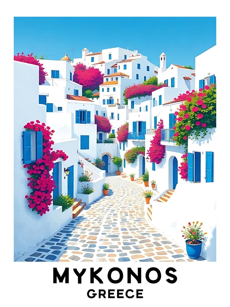 Mykonos - Greece Vintage Travel Poster 25