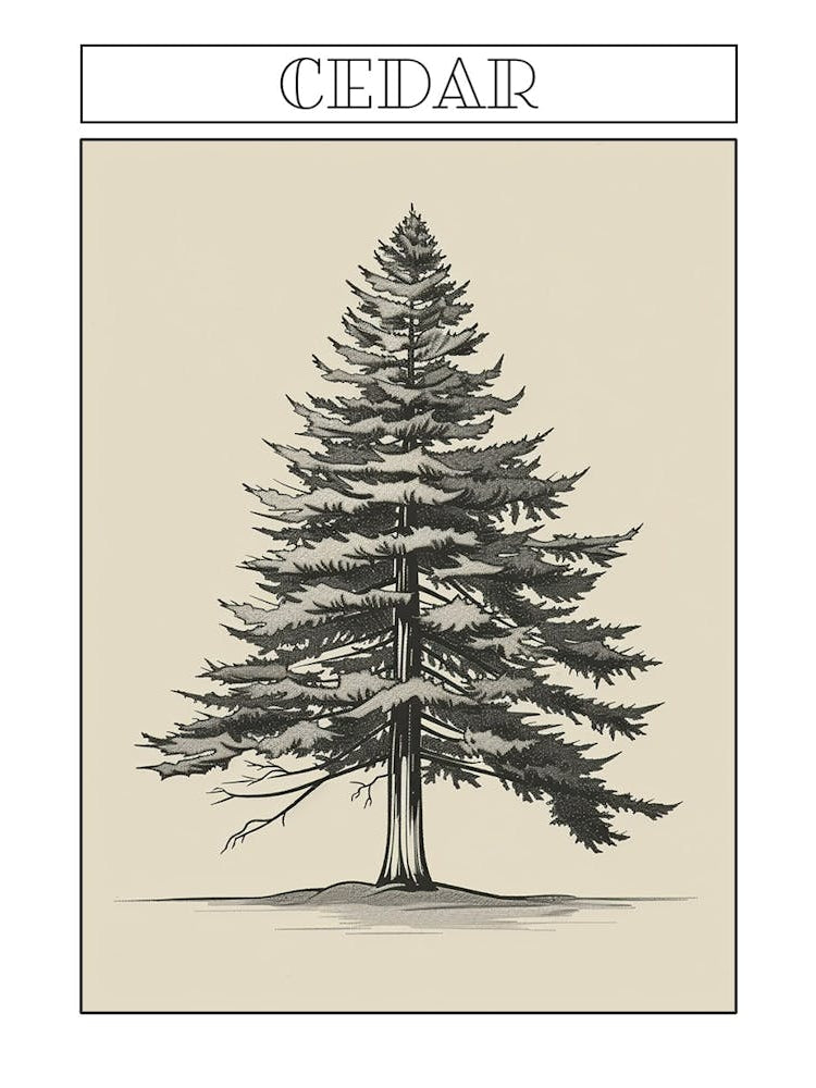 Cedar Tree Minimalistic Drawing 2 Poster