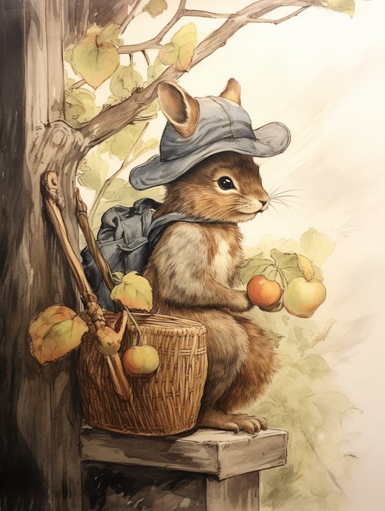 Storybook Animal Watercolour Squirrel 3