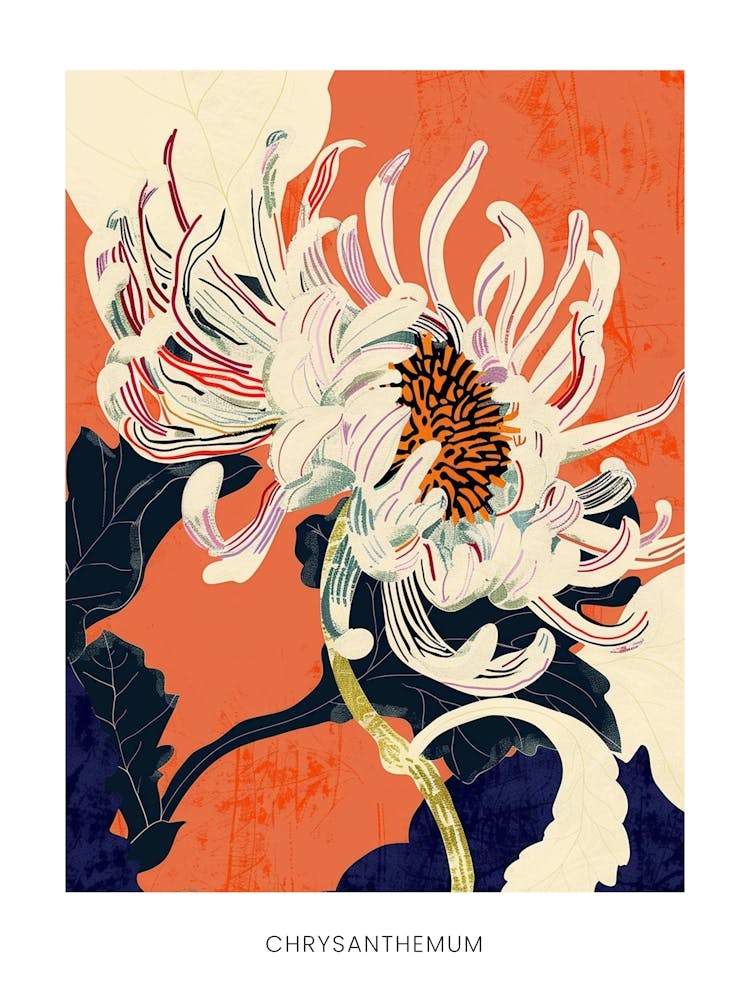 Colourful Flower Illustration Poster Chrysanthemum 2