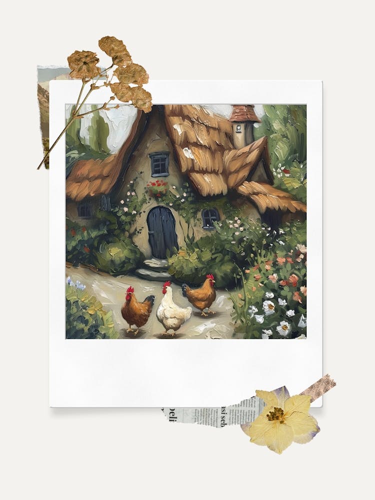 Scrapbook Cottage Chickens Fairycore Painting 2